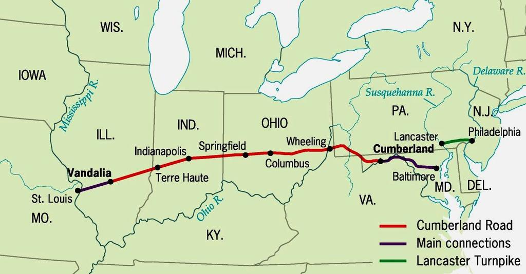 National [Cumberland] Road The different regions disagreed on the need for tariffs, a national bank, and internal improvements.