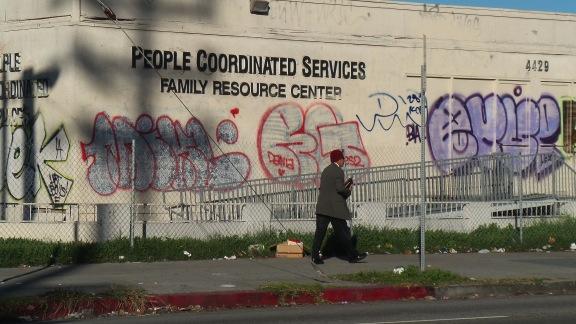 Photograph 36. Community centre in Los Angeles covered in gang graffiti.