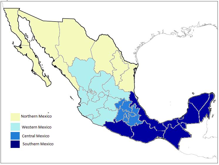 Figure 20: Northern, Western, Central and Southern Mexican
