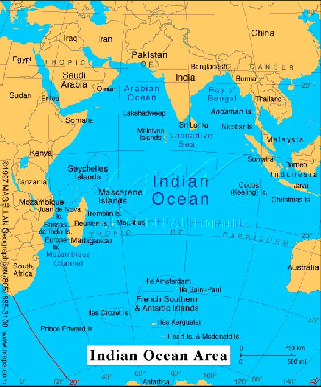 INDIA INTEREST THE PRIMARY AREA OF INDIAN MARITIME INTEREST RANGES FROM THE PERSIAN GULF IN THE NORTH, TO ANTARCTICA IN THE SOUTH, AND, FROM
