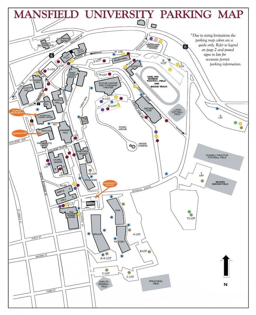 MANSFIELD UNIVERSITY MAP This map does not include non-campus locations which are buildings or properties owned or controlled by the university that are used in direct support of, or in