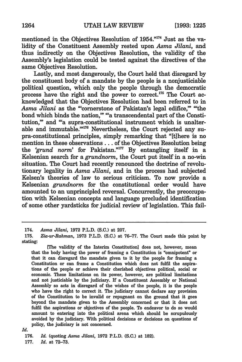 1264 UTAH LAW REVIEW [1993: 1225 mentioned in the Objectives Resolution of 1954.