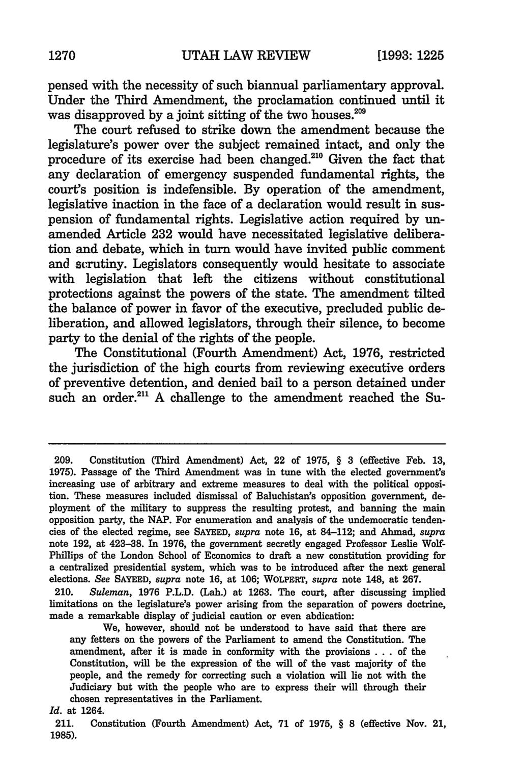 1270 UTAH LAW REVIEW [1993: 1225 pensed with the necessity of such biannual parliamentary approval.