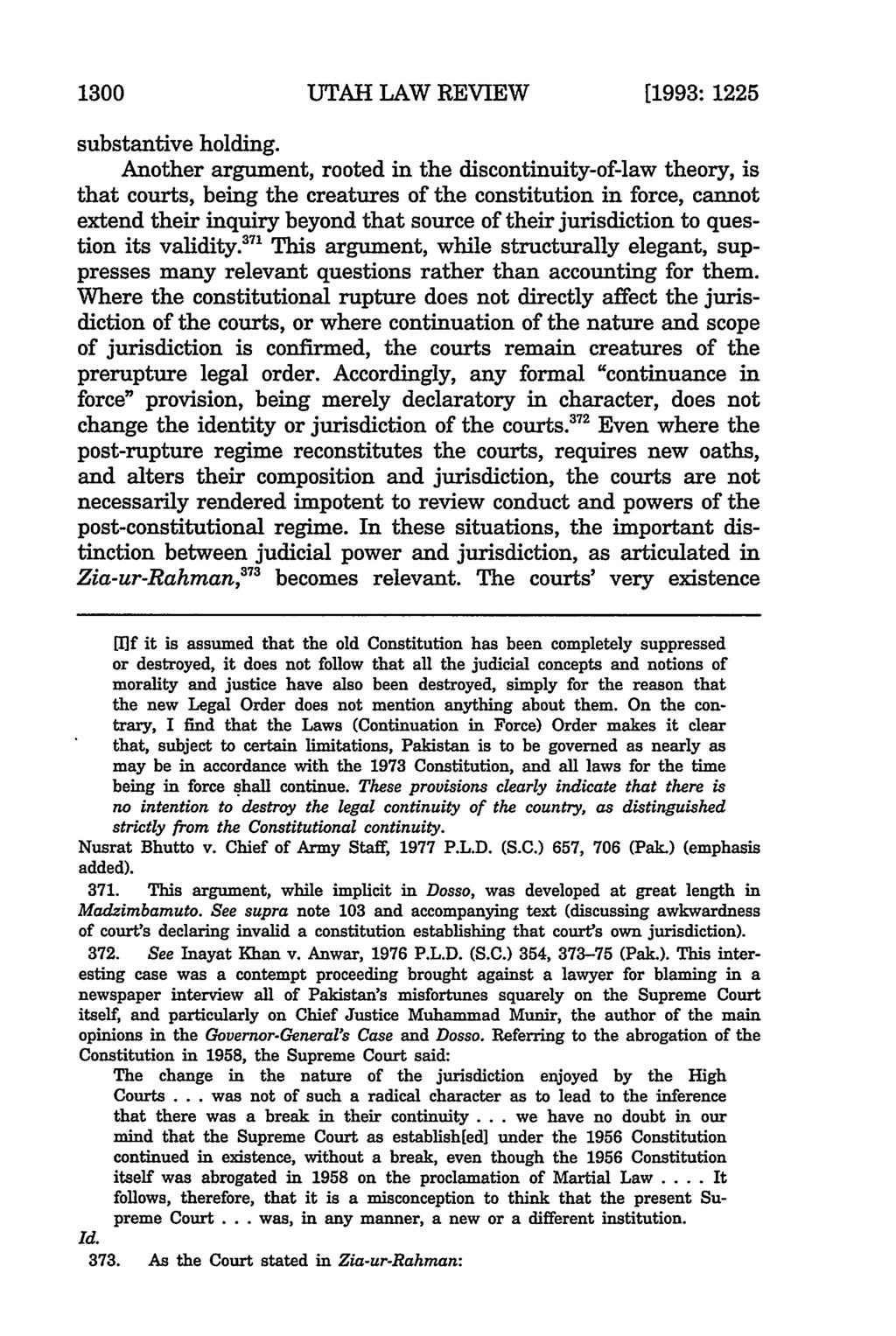 1300 UTAH LAW REVIEW [1993: 1225 substantive holding.