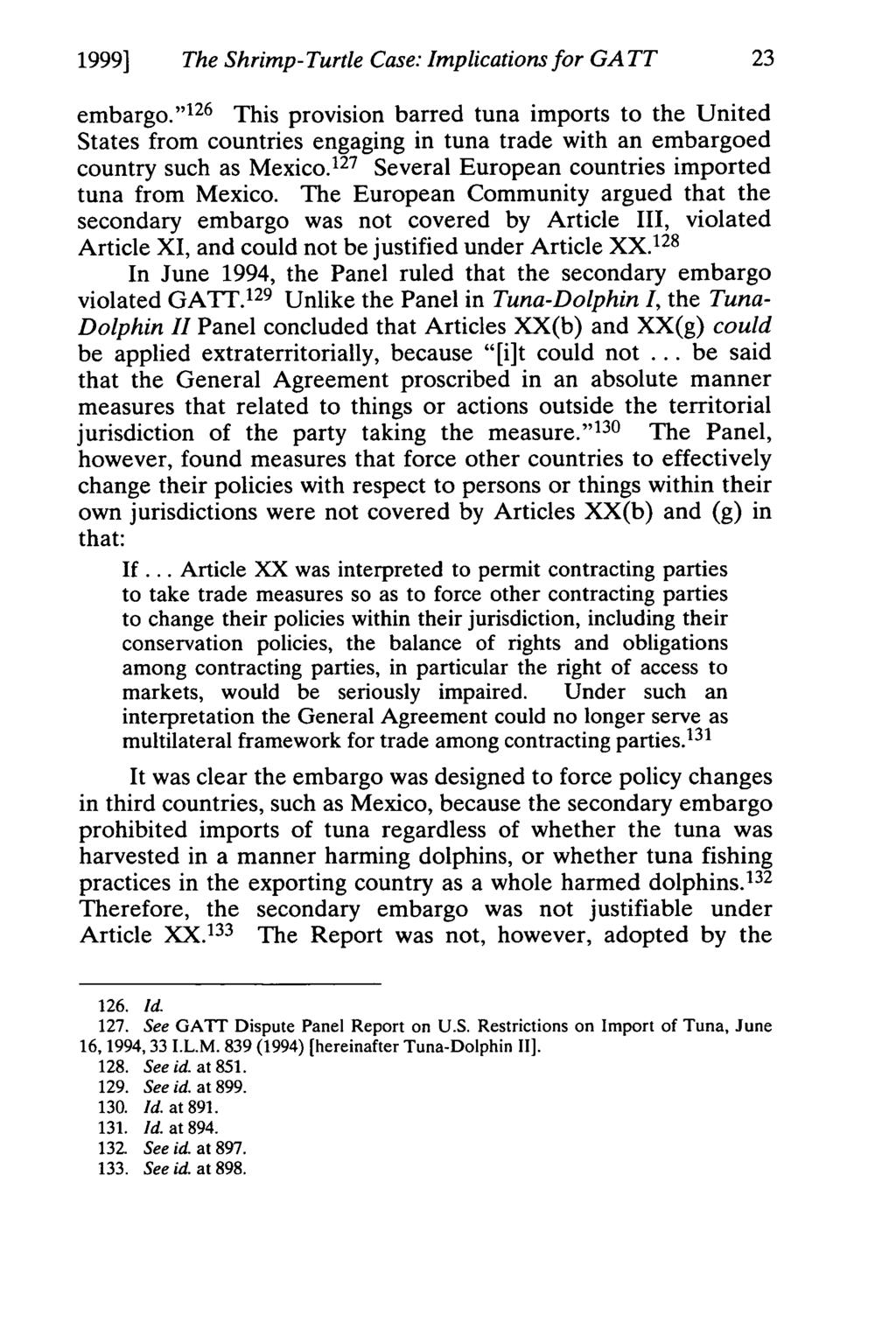 1999] The Shrimp-Turtle Case: Implications for GATT 23 embargo.