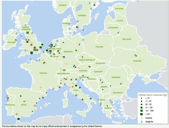 Europe Individual heroin seizures in Europe
