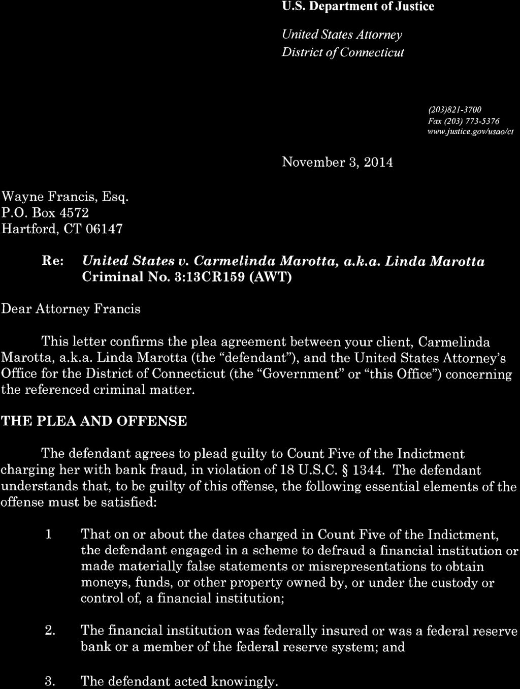 Case 3:13-cr-00159-AWT Document 184 Filed 11/03/14 Page 1 of 14 U.S.