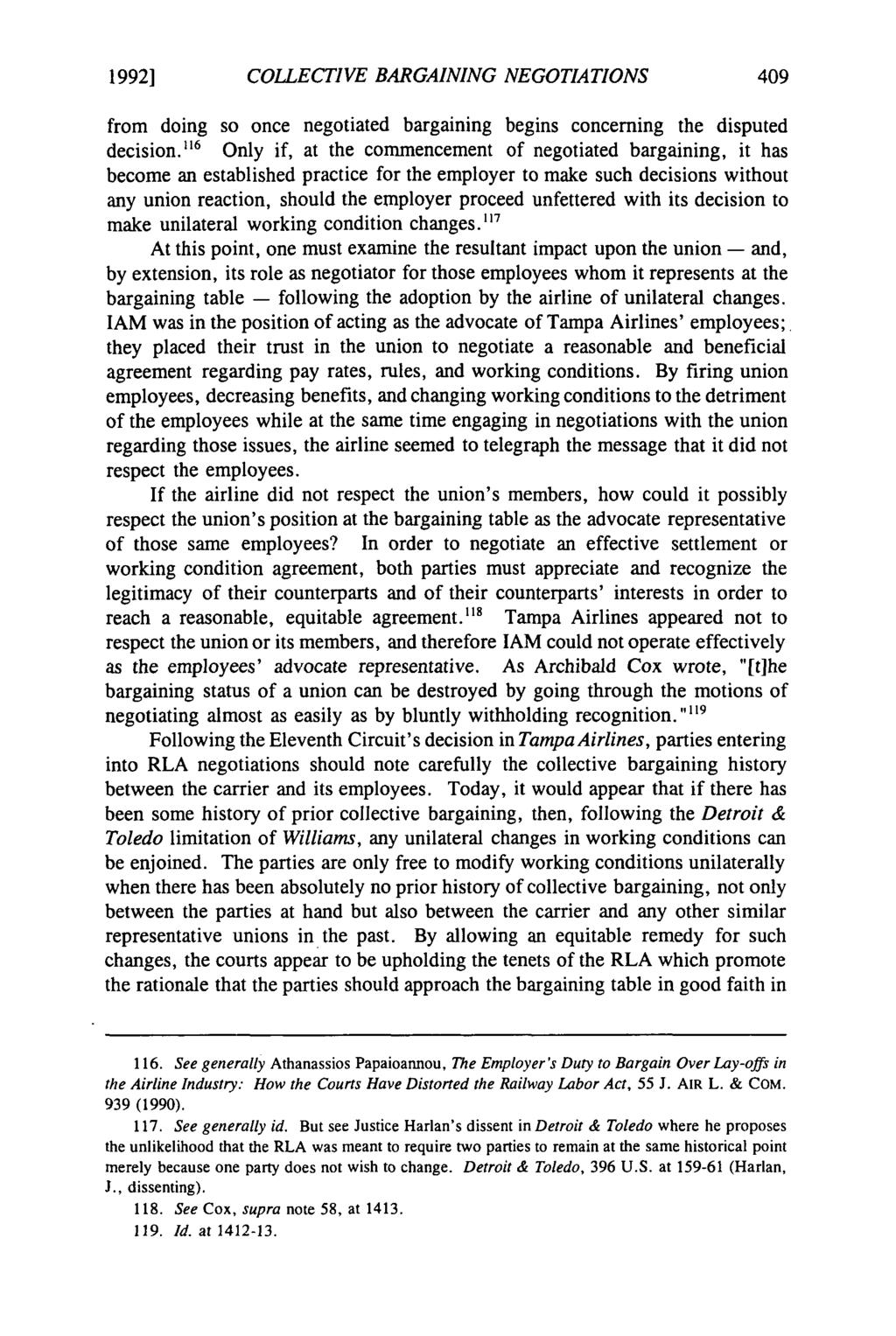 19921 Dade: Dade: Negotiating in Good Faith: COLLECTIVE BARGAINING NEGOTIATIONS from doing so once negotiated bargaining begins concerning the disputed decision.