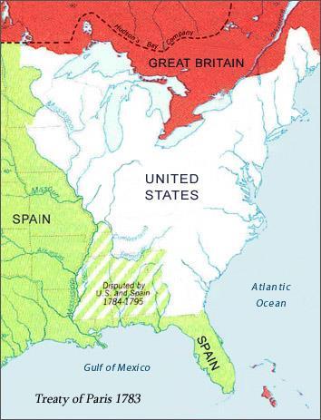 The Treaty of Paris--1783 Great Britain recognized the independence of the United States. The northern border between the US and Canada was established.