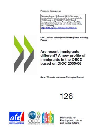 I. Databases on Immigrants in OECD Countries (DIOC) DIOC 2005/06 : 25 OECD countries, population registers, census data and labour force survey data o o o 91 m foreign-born live in the 25 OECD