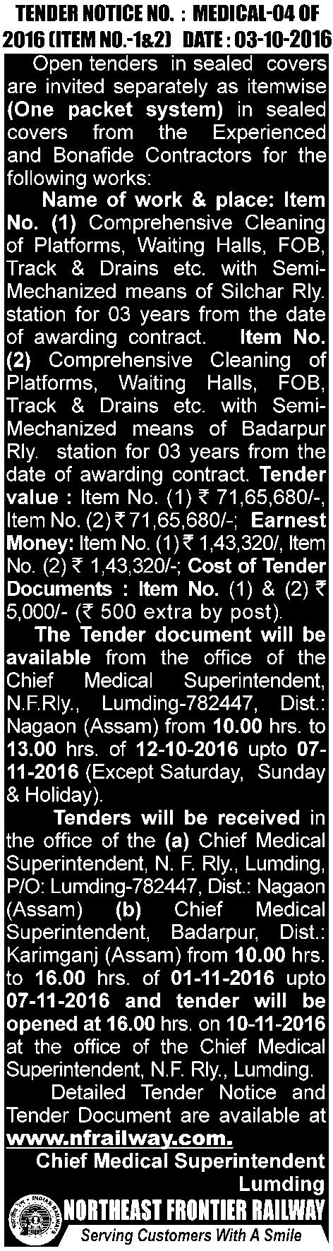 BUSINESS & ECONOMY FRIDAY, OCTOBER 21, 2016 THE ASSAM TRIBUNE, GUWAHATI 11 NOTICE INVITING QUOTATION Sealed quotations affixing court fee stamp worth Rs.8.
