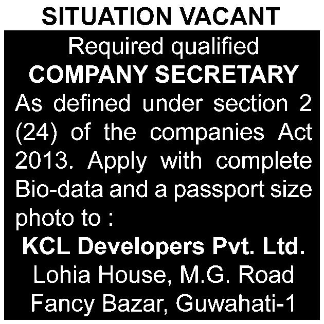 2 THE ASSAM TRIBUNE, GUWAHATI FRIDAY, OCTOBER 21, 2016 Walk-in-interview Telecom Associates urgently requires following personnel having excellent knowledge in Excel (1) 7nos of Male Field Collection