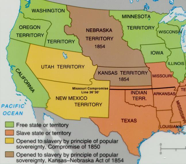 Creates Kansas Territory and Nebraska Territory Popular Sovereignty Voids