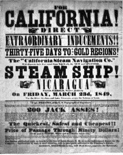 1848 Gold discovered 1849 mass movement 1850 California applies for