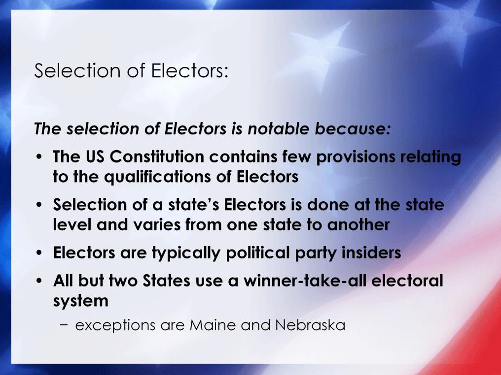 The U.S. Constitution contains very few provisions related to the qualifications of Electors.