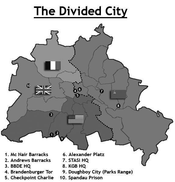 When Germany was divided Berlin was also divided amongst the four big nations (France, Great Britain, America, and the