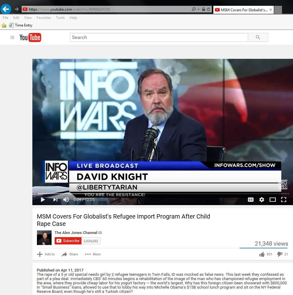 The video published on The Alex Jones Channel has received 22,349 views as of the date of this Complaint. 13.