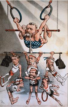Scandals Weaken the Republicans President Grant put army friends and his wife s relatives in government positions. Many of these appointees were unqualified and some took bribes.