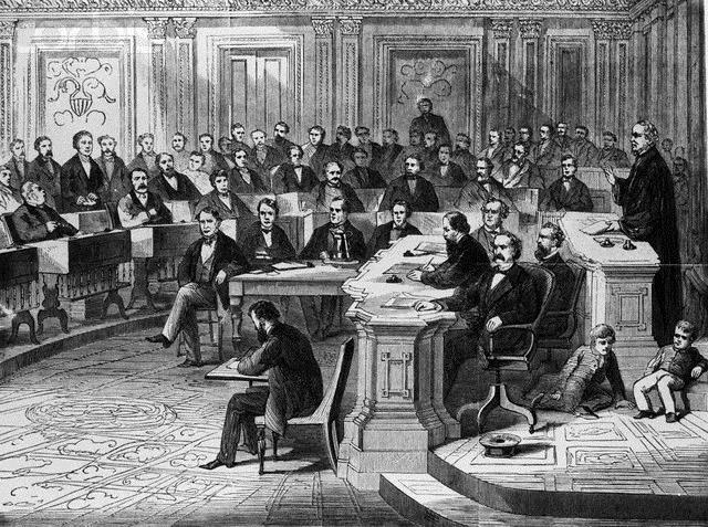 1868: Johnson s Impeachment The House of Representatives voted to impeach Johnson for violating the Tenure of Office Act HoR is responsible for the vote to impeach (formal