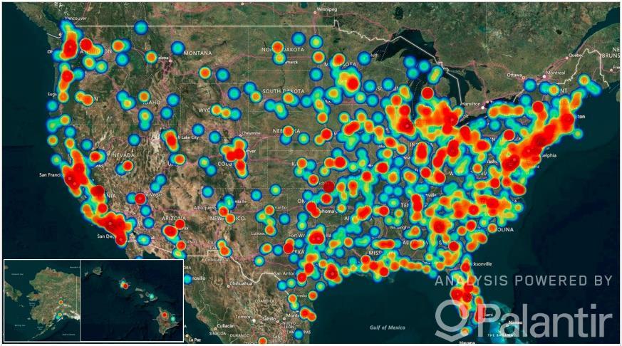 LOCATION OF POTENTIAL TRAFFICKING CASES (WHERE KNOWN) 16 16 The image above is a heat map which reflects the cases reported to the National Human Trafficking Hotline.
