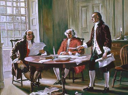 Drafting the Declaration of Independence - Thomas Jefferson prepared the first draft of the Declaration of Independence, with changes made by Benjamin Franklin and
