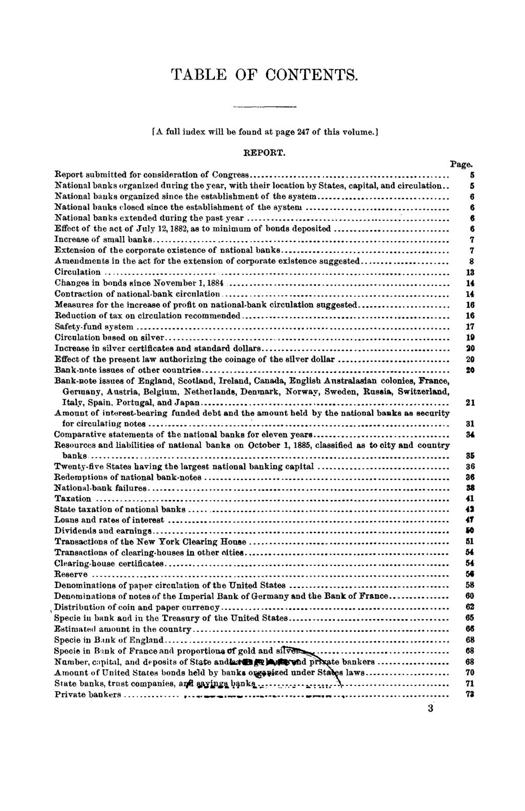 TABLE OF CONTENTS. f A full index will be found at page 247 of this volume.] REPORT. Page.