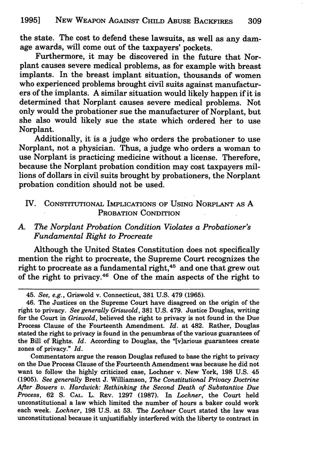 1995] NEW Jebson: WEAPON Conditioning AGAINST a Woman's Probation CHILD on ABUSE Her Using BACKFIRES Norplant: New Weapo 309 the state.