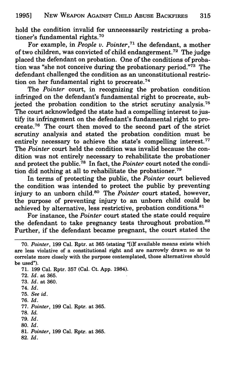 1995] NEW Jebson: WEAPON Conditioning AGAINST a Woman's Probation CHILD on ABUSE Her Using BACKFIRES Norplant: New Weapo315 hold the condition invalid for unnecessarily restricting a probationer's