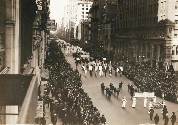 Ten Thousand Women March for the Right to Vote Suffrage activists staged a huge parade up Fifth Avenue in New York City on May 10, 1913.