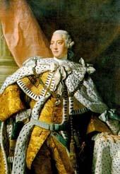 PLACARD 5 Painting of King George III (The King who lost the American Colonies) King George III sat upon the throne of England from 1760-1820. It was on his watch that the American colonies were lost.