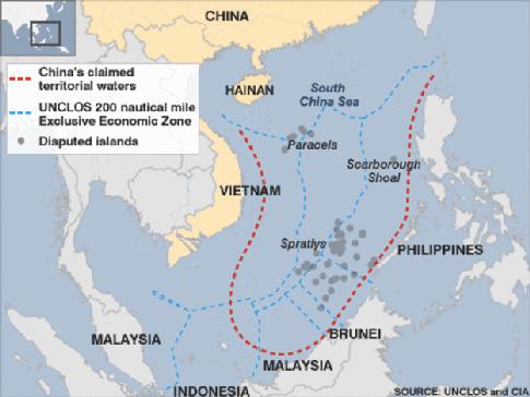 Definition of Key Terms South China Sea The South China Sea is a marginal sea that is part of the Pacific Ocean, which borders from the Singapore and Malacca strait to the strait of Taiwan.