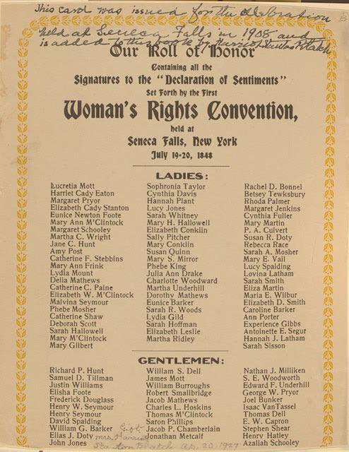 Seneca Falls Convention With the support of leaders like Elizabeth Cady Stanton and Lucretia Mott, the Seneca Falls Convention opened July 19, 1848, in Seneca Falls, New York.