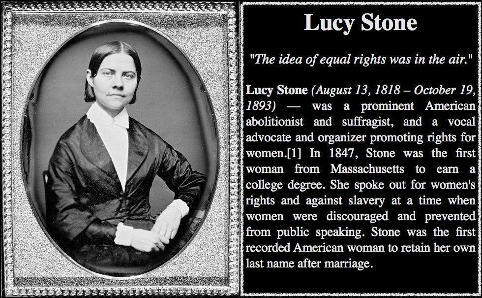 Lucy Stone gifted orator & spokesperson for the