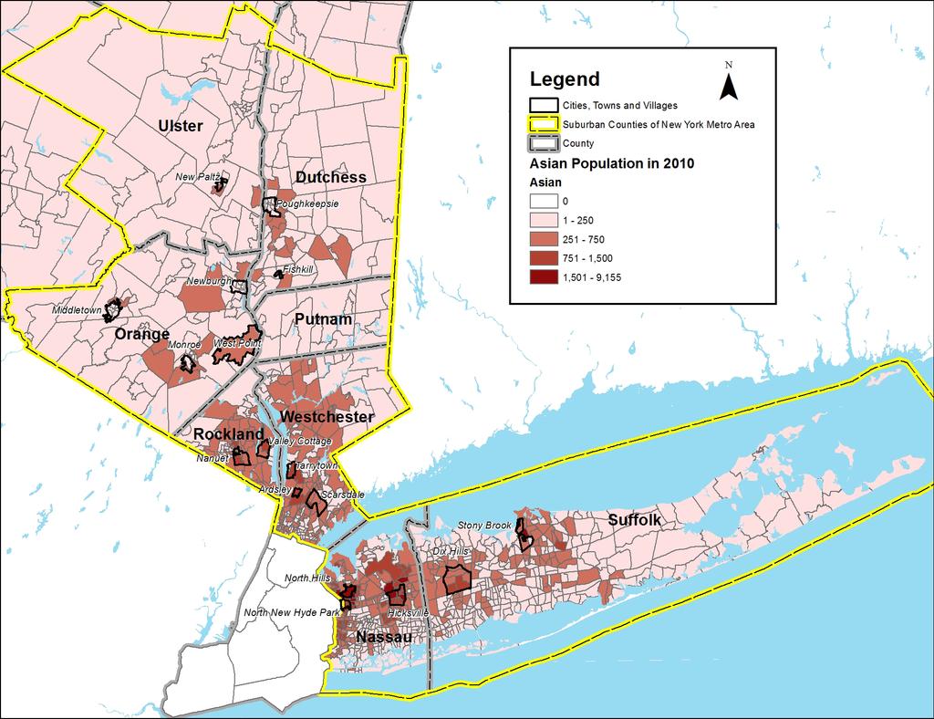 Suburban Counties of New York City Metro Area This region includes the counties in the New York City Metro Area outside of New York City: Nassau and Suffolk Counties in Long Island, plus Westchester,