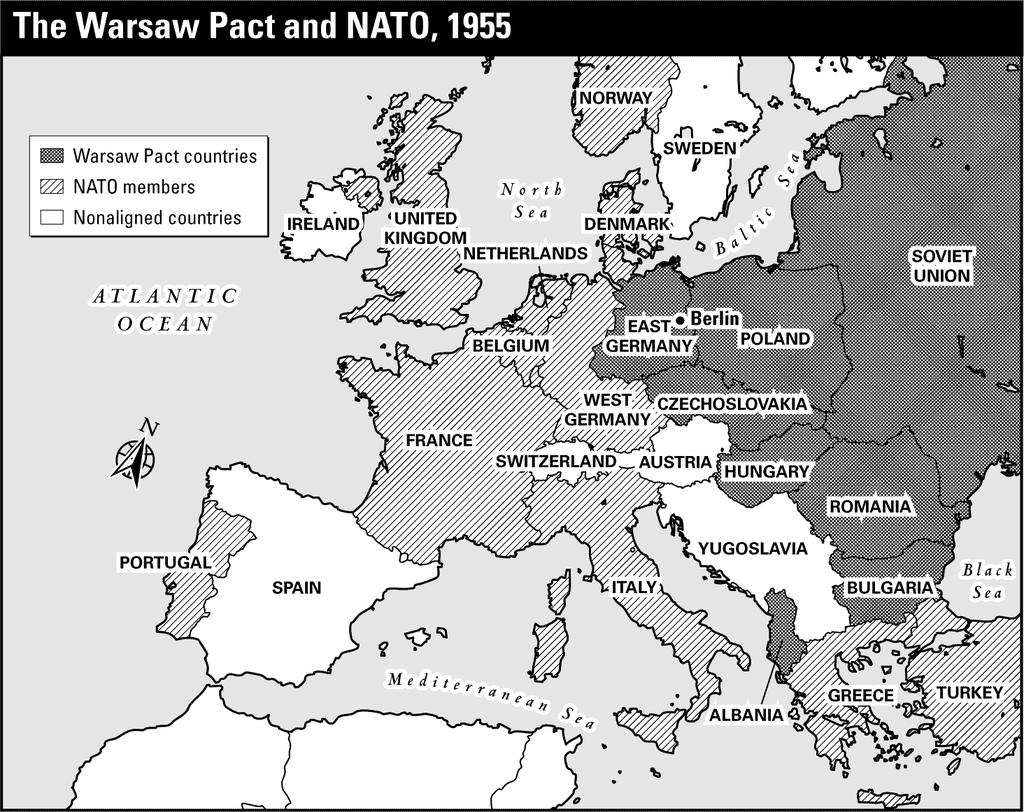 Using the exhibit, choose the letter of the best answer. (4 points each) 10. What was the northernmost NATO member shown on this map? A. Turkey B. Ireland C. Norway D. United Kingdom 11.