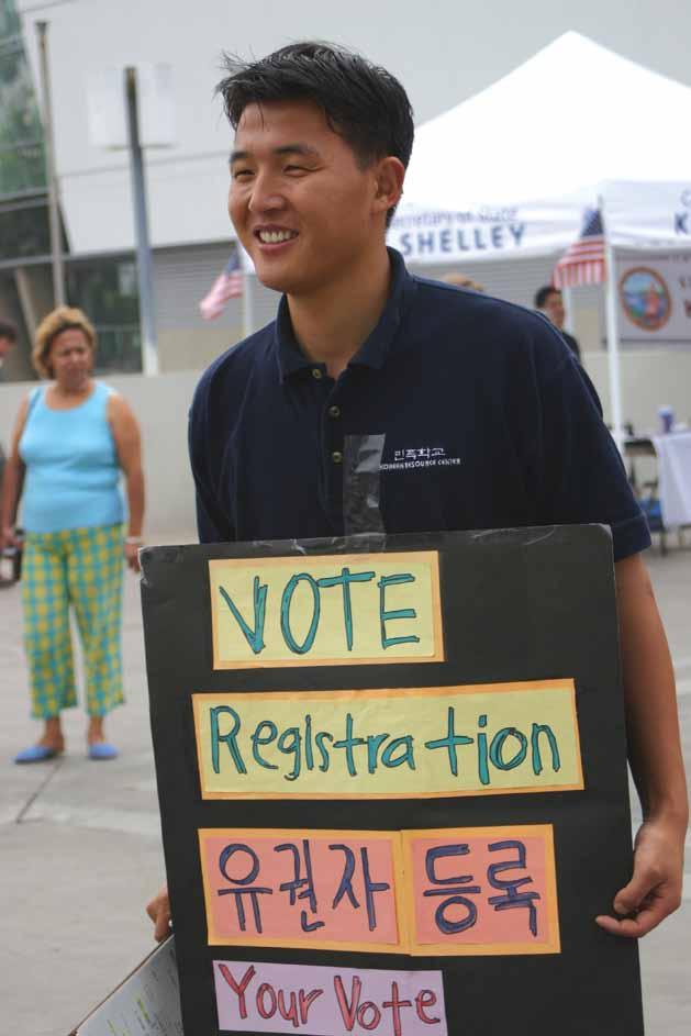 Civic Engagement Asian Americans are becoming a powerful political voice. They are becoming citizens, registering to vote, and voicing their concerns at the ballot box.