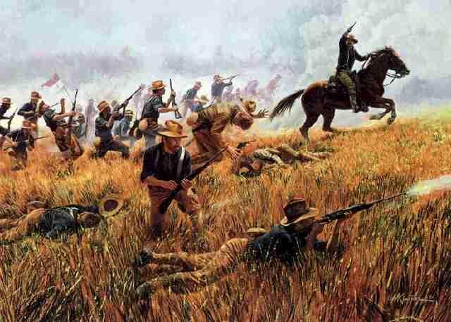 Theodore Roosevelt and Rough Riders attack the