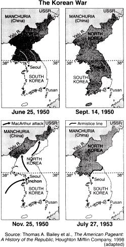 Name: Date: Objective: Exit Quiz 1. Which generalization about the Korean War is supported by information on the maps? 1. The war began when South Korea attacked North Korea. 2.