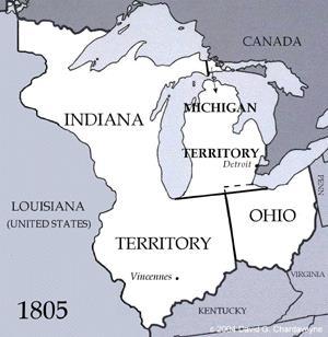 1785 - Northwest Territory - (what is now Michigan, Wisconsin, Illinois, Ohio, + Indiana)