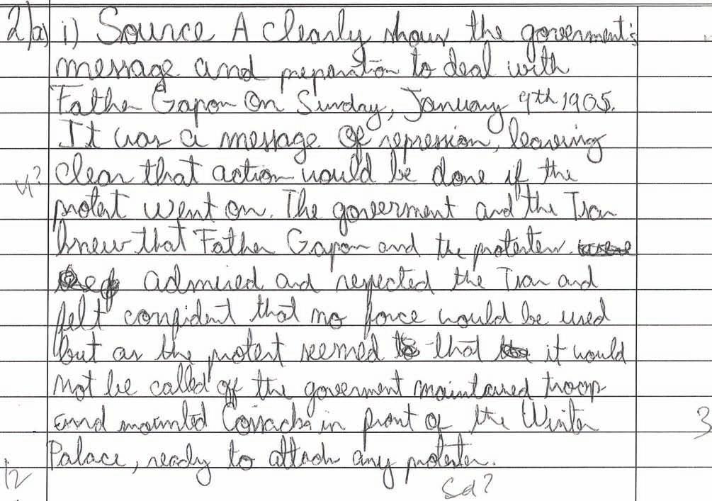 Paper 4 This candidate shows a clear understanding of the content of the source and is able to draw inferences.
