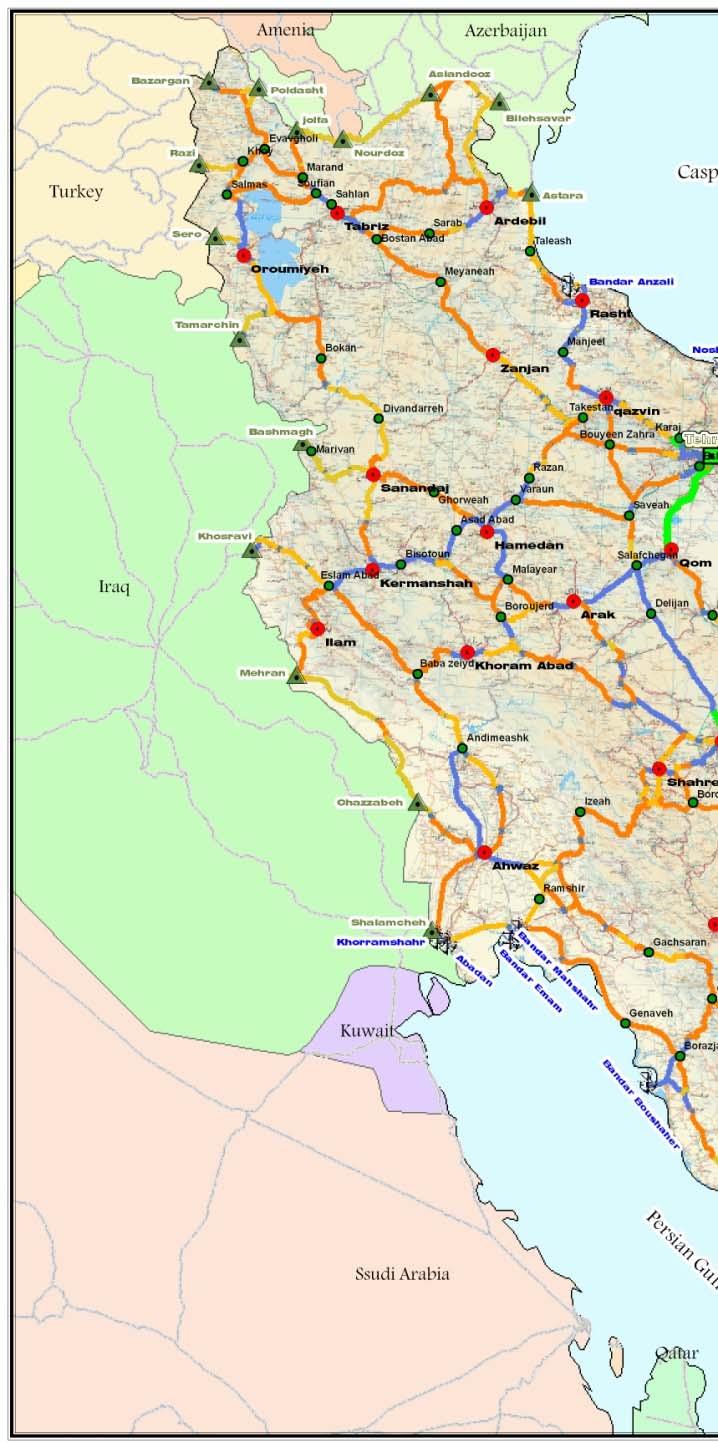 Common Border in West of Iran Name Of Border With Iraq 1- Shalamcheh 2- Chazabeh 3- Mehran) 4- Khosravi 5- Bashmagh 6- Kile dasht (Sardasht) 7- Tamarchin 8- Parvizkhan Name Of Border With