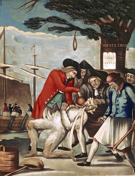 The Bostonians Paying the Excise- Man by Philip Dawe and Robert Sayer, October 31, 1774 Source: https://commons.