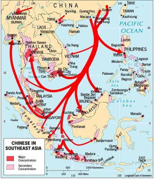 infrastructure are concentrated Chinese migration to SE Asia