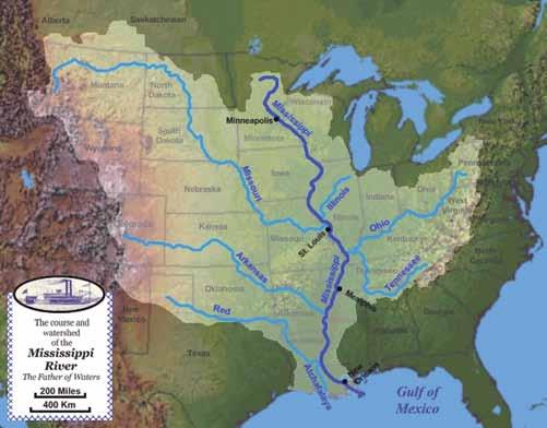 Figure 1: The Mississipi/Missouri River System man, proposed an amendment preventing the extension of slavery into any of the territory gained from Mexico, 28 the aging Henry Clay (now with the