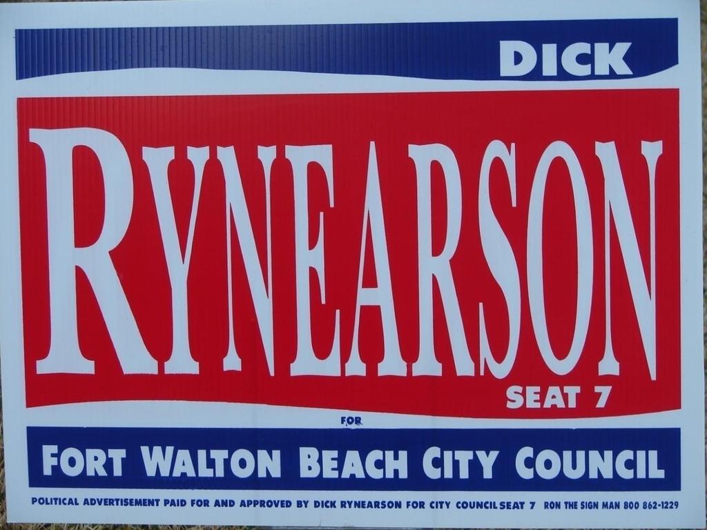Example of Acceptable Campaign Sign Notice the word for between
