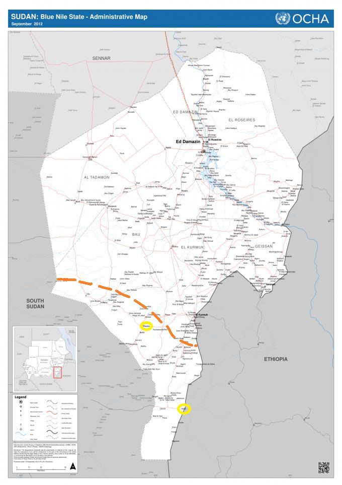 Map - The orange line is the approximate front line between GoS and