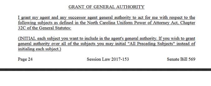 General v. Specific Authority Authority requiring specific grant; grant of general authority G.S. 32C 2 201 Incorporation of authority G.