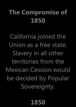 CW1.10 Chronology of States Rights Timeline (Part 2) The Compromise of 1850 California joined the Union as a free