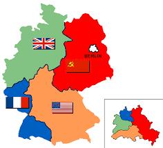 Partition of Germany US, Eng, Fr, USSR each got a part of Germany (and Berlin) to hold