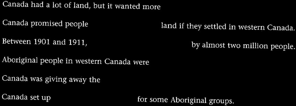 Understand What You Read I A) Fill in the Blanks people reserves c free completed reserve - grew railway land. upset 1. A is land saved for aboriginal people. 2.